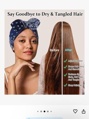 Satin Sleeping Cap NWT Blue, Bandana style with Bow, Silk Headweap